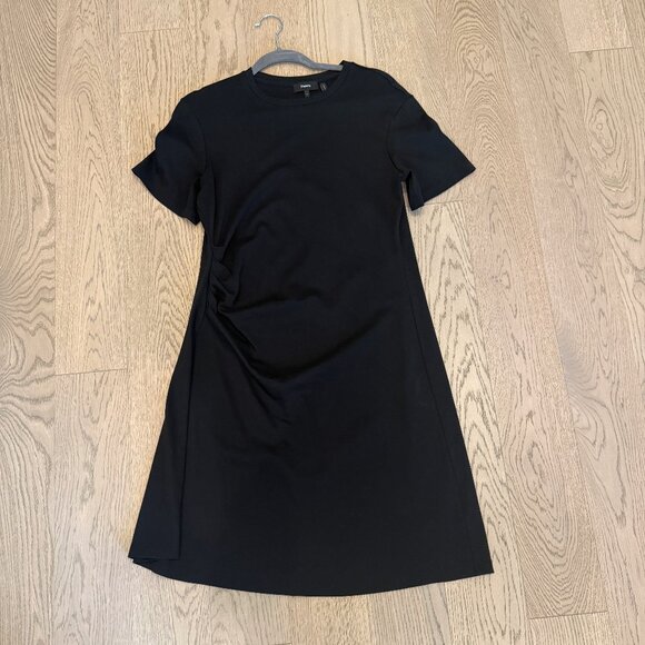 Theory Dresses & Skirts - Theory Clinton Knit Black Side Drape, short sleeved, T Shirt Dress, Sz L, VGUC